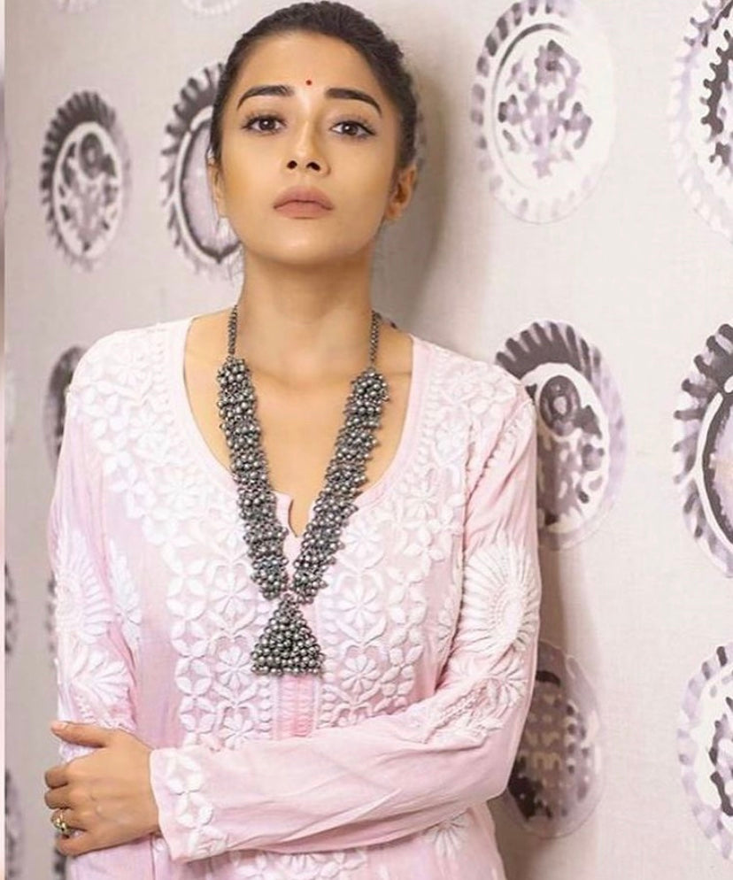 Silver-Plated Ghungroo Studded Antique Filigree Work Tribal Jewellery Set - Bloom - By Sushmita