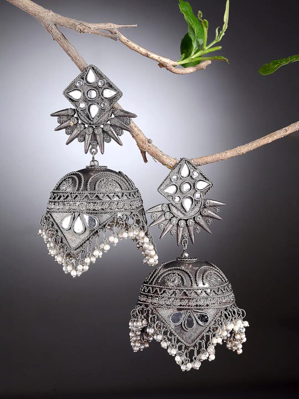 Banjara White Pearl Jhumka JUMBO SIZE - Bloom - By Sushmita