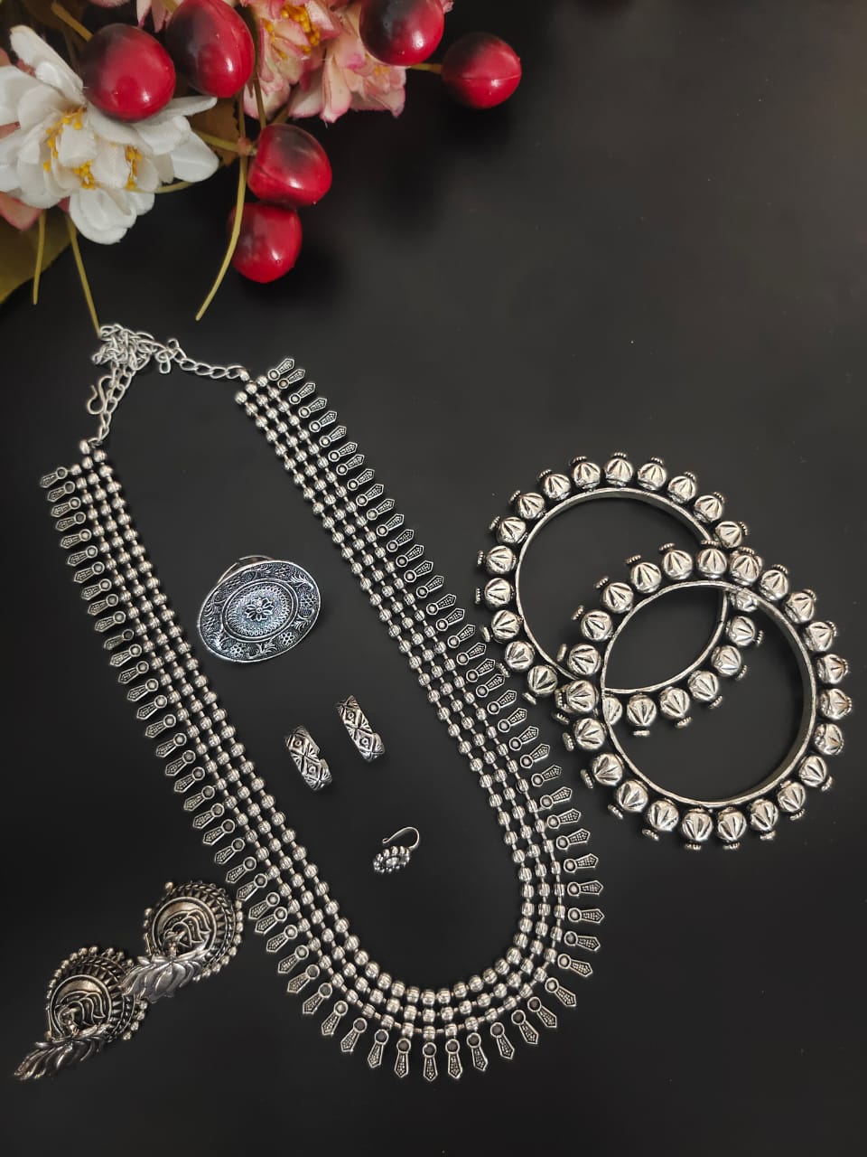 Aayat 6-Piece Silver Necklace Combo Set - Bloom - By Sushmita