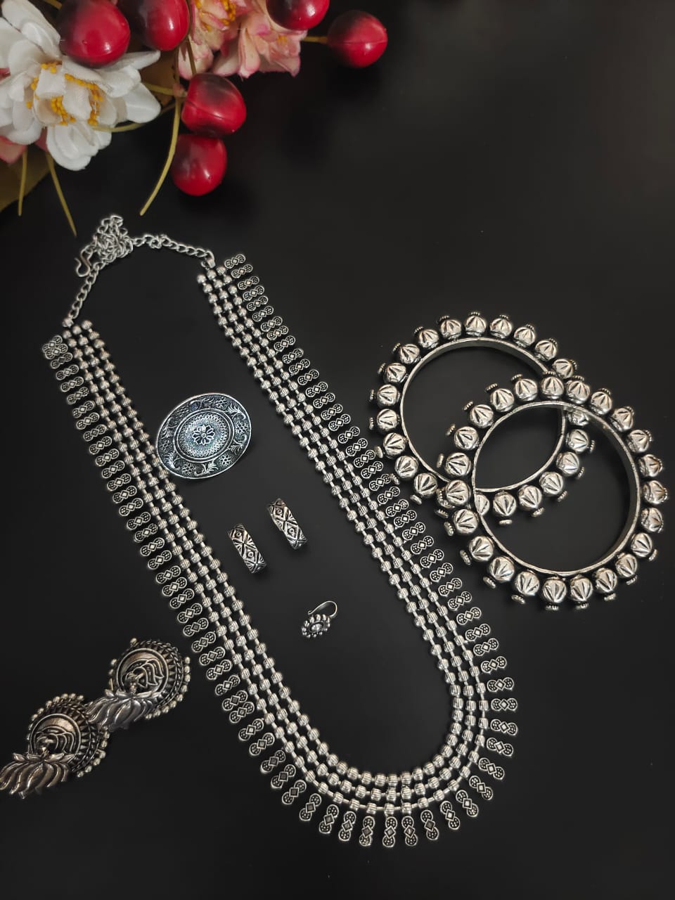 Aayat 6-Piece Silver Necklace Combo Set - Bloom - By Sushmita