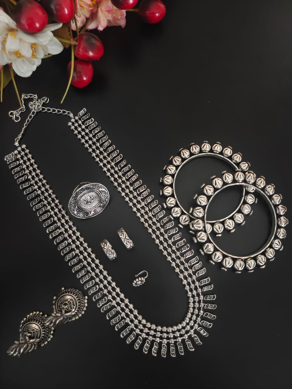 Aayat 6-Piece Silver Necklace Combo Set - Bloom - By Sushmita
