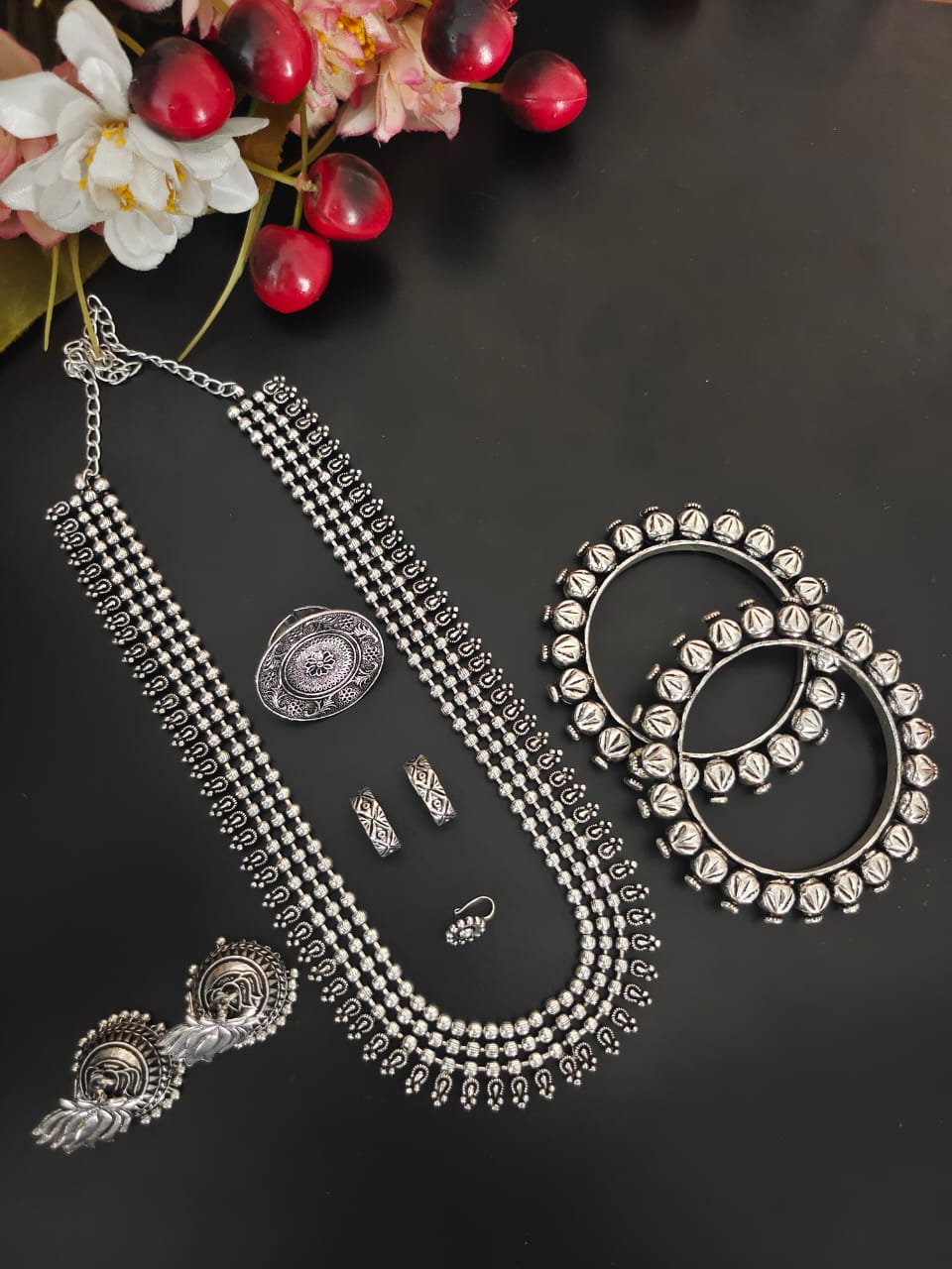 Aayat 6-Piece Silver Necklace Combo Set - Bloom - By Sushmita