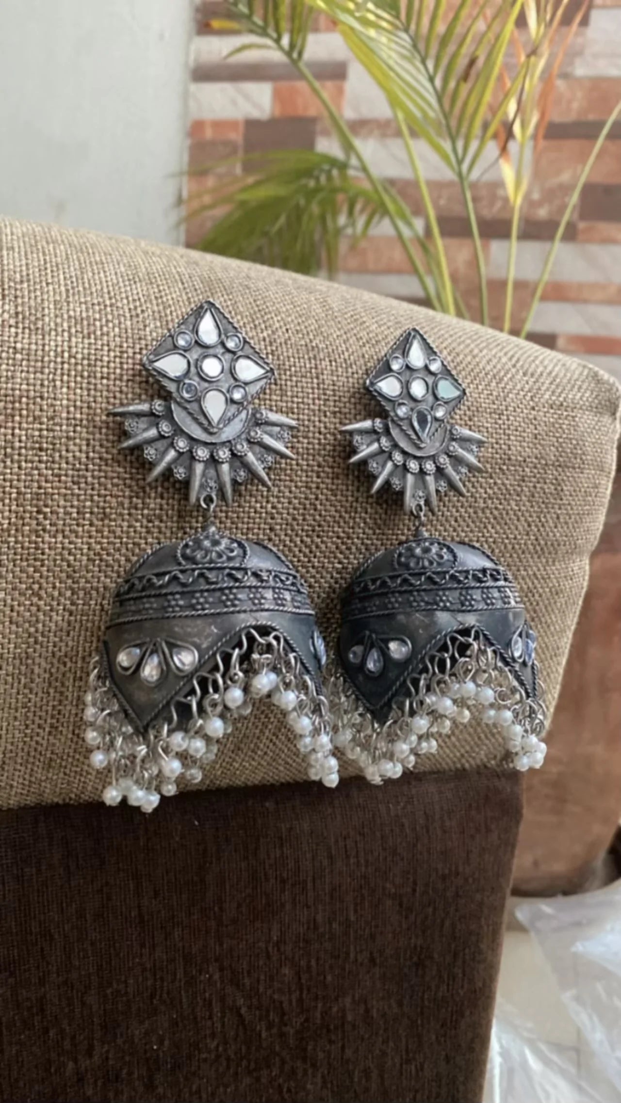 Banjara White Pearl Jhumka JUMBO SIZE - Bloom - By Sushmita