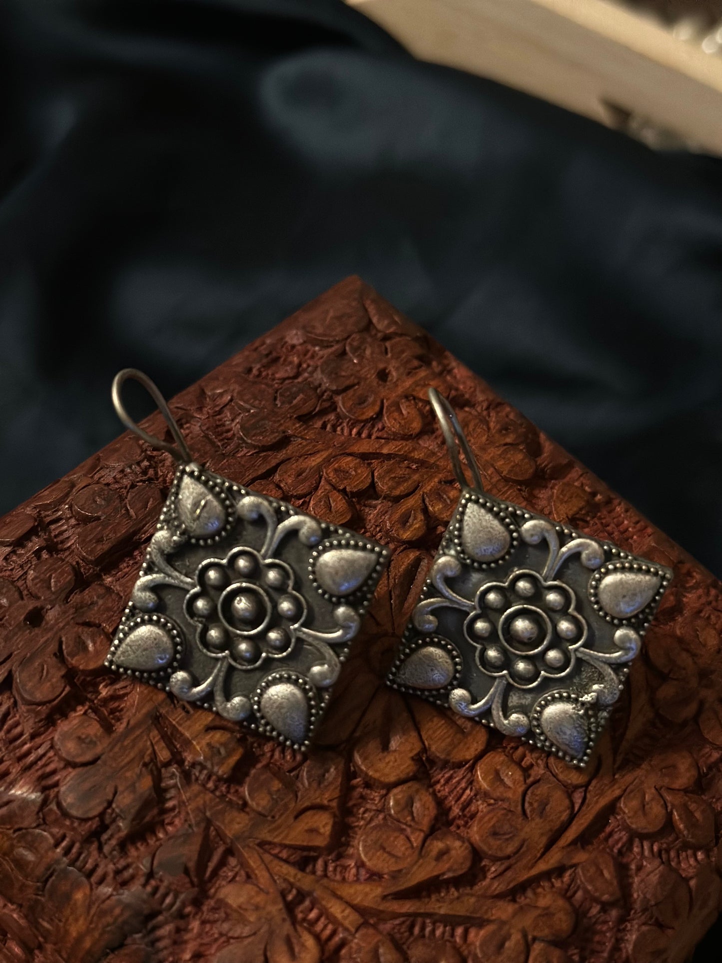 Silver square hangings - Bloom - By Sushmita