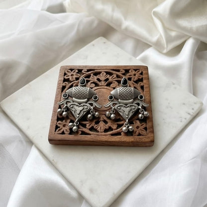 Monalisa stone Statement light-weighted  Silver Earrings