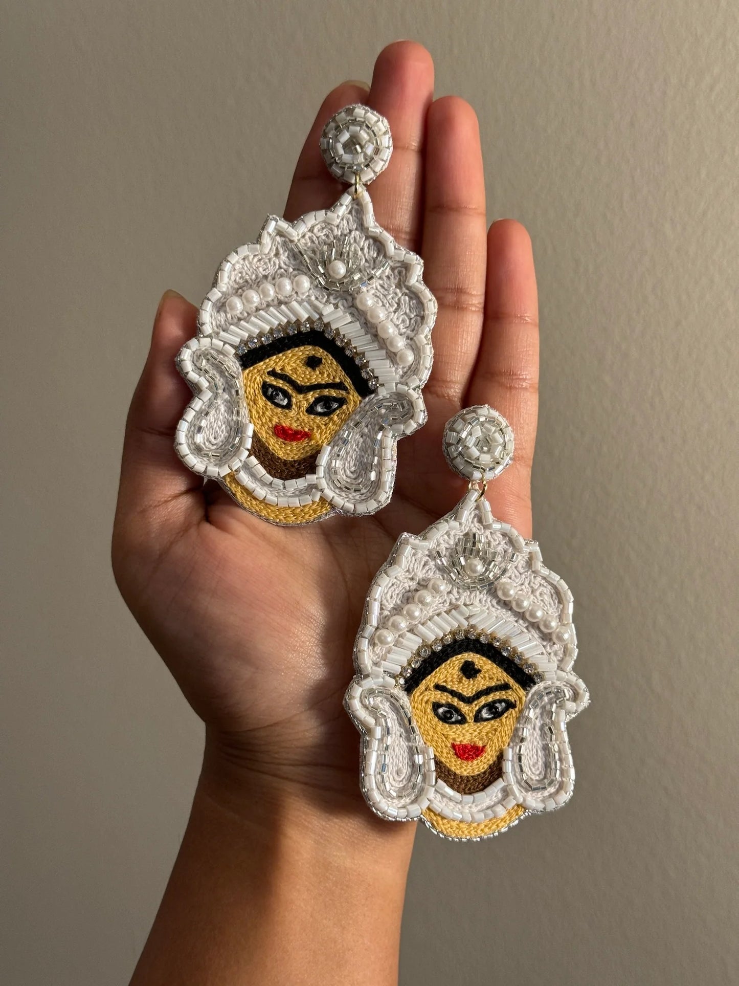 Maa durga Embroidered Earrings - Bloom - By Sushmita