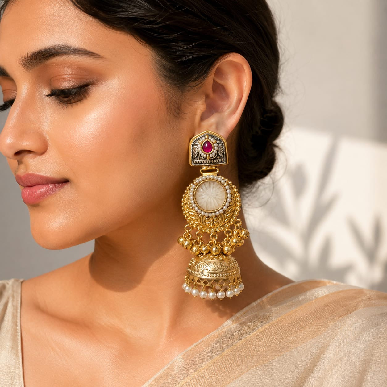 Tanya | gold plated Jhumka Earrings