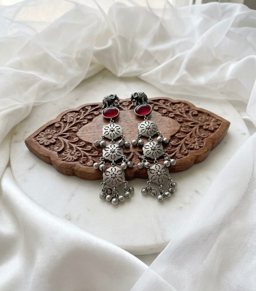 Monalisa stone Statement light-weighted  Silver Earrings