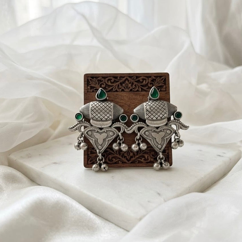 Monalisa stone Statement light-weighted  Silver Earrings