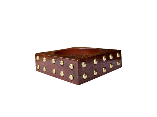 Square Wooden Statement kada / bracelet with Golden dots