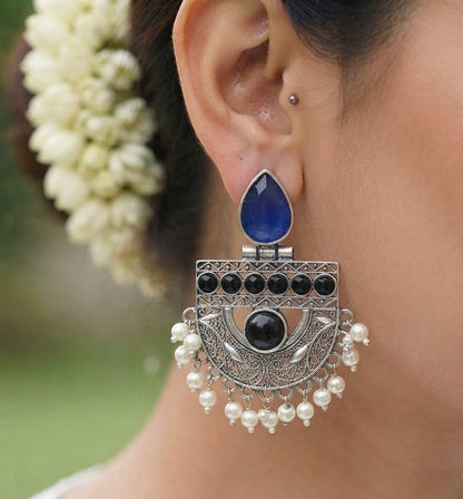 Monalisa stone Statement light-weighted  Silver Earrings