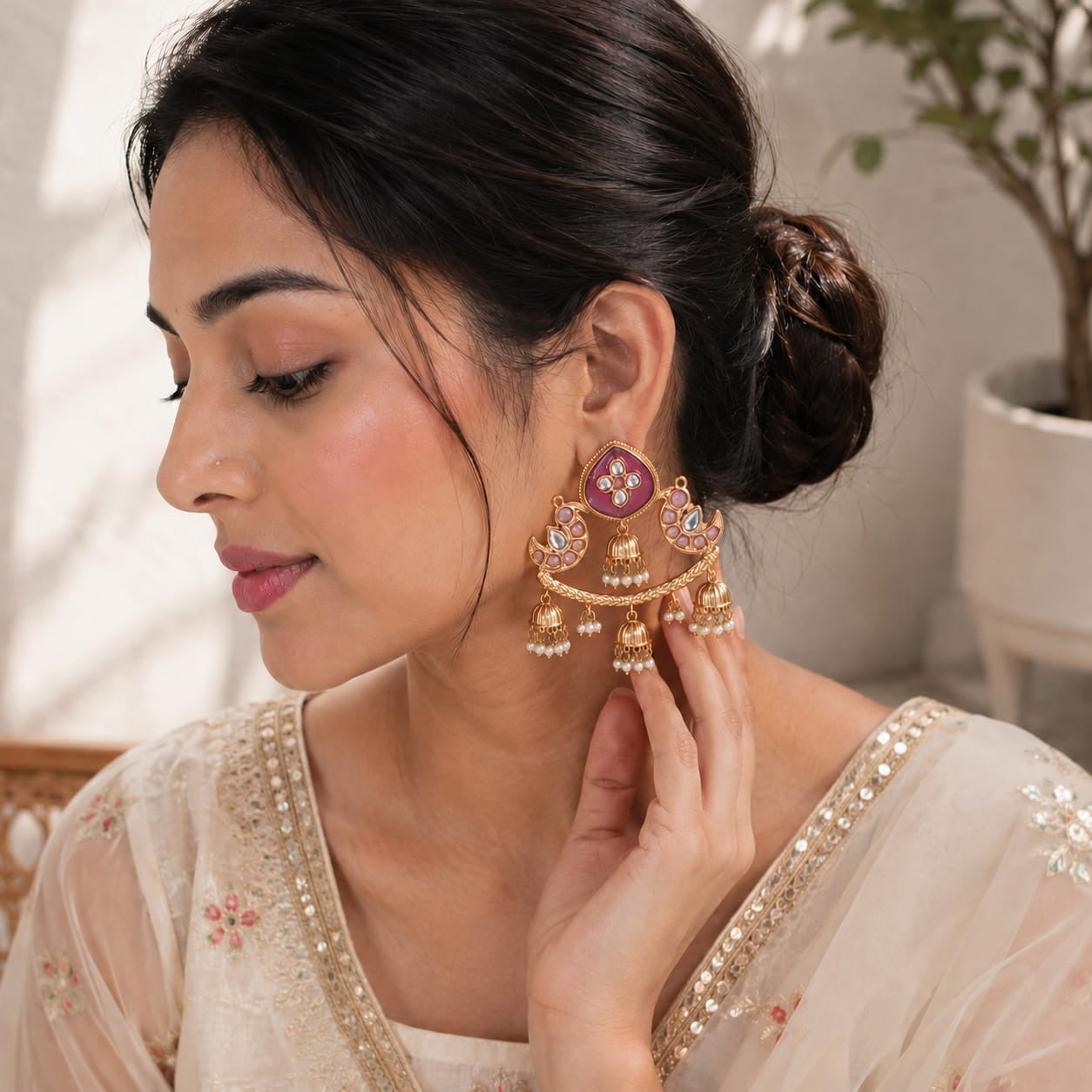 Ashnoor | gold plated Jhumka Earrings