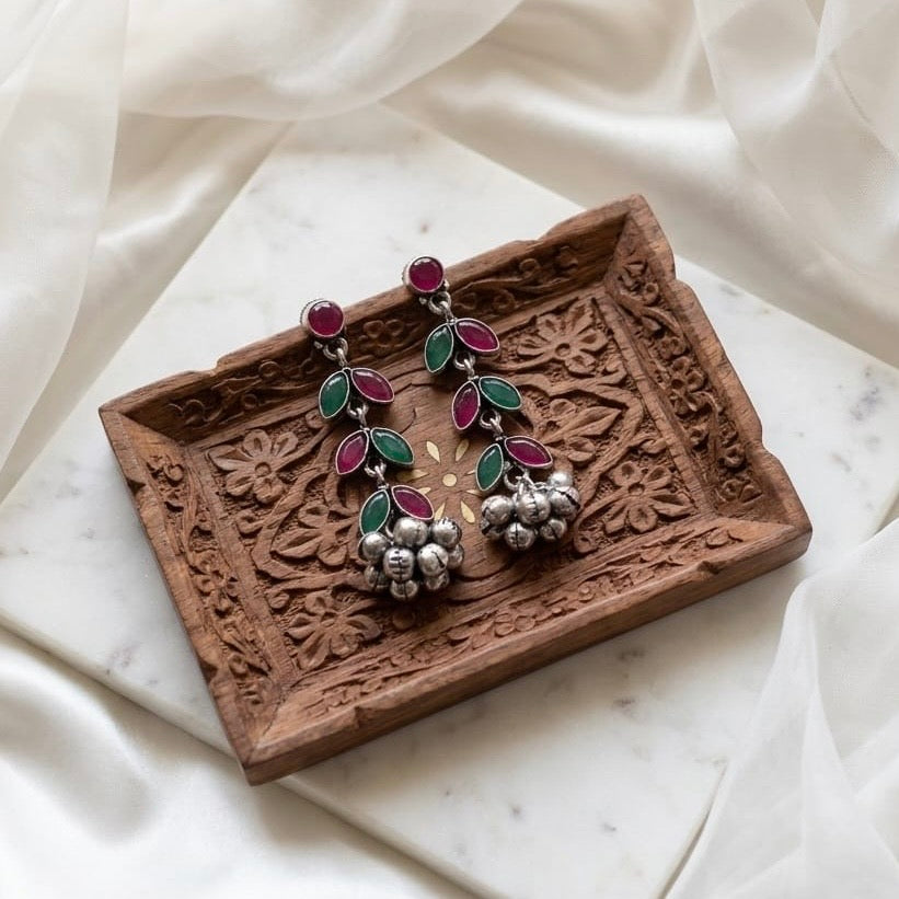 Zircon stone Jhumka Collection | German Silver Earrings