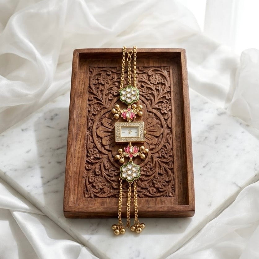 Kundan designed Watch | hand Jewelry