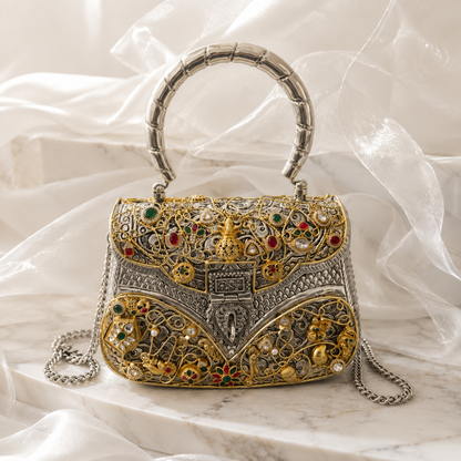 Multicolor Dual-Tone Jadau Kundan Embellished premium Bag