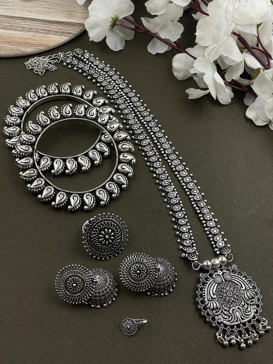 5-Piece Silver Necklace Combo Set - Bloom - By Sushmita