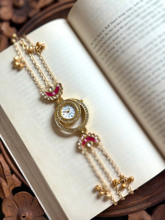 Kundan designed Watch | hand Jewelry