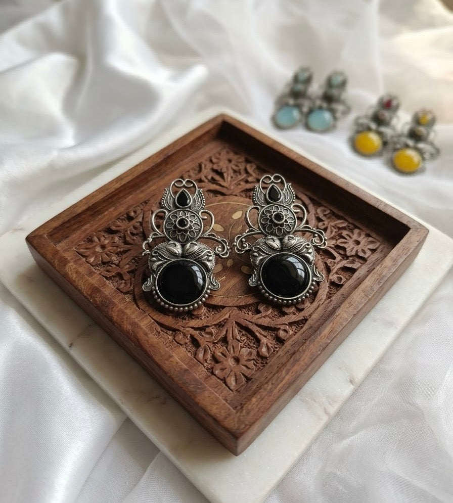 Monalisa stone Statement light-weighted  Silver Earrings