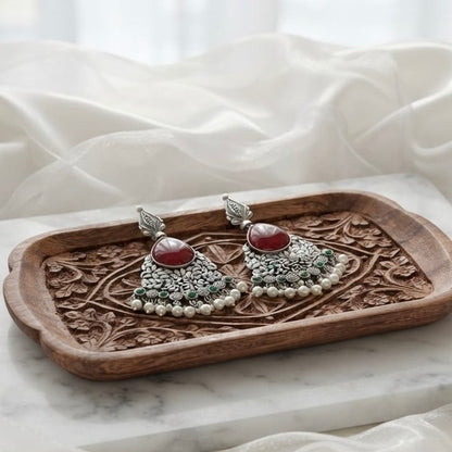 Monalisa stone Statement light-weighted  Silver Earrings