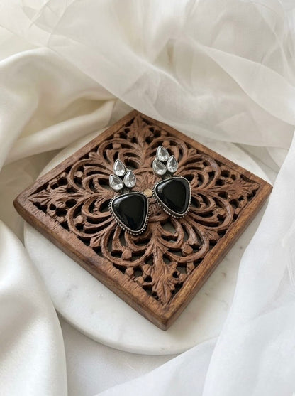 Monalisa stone Statement light-weighted  Silver Earrings