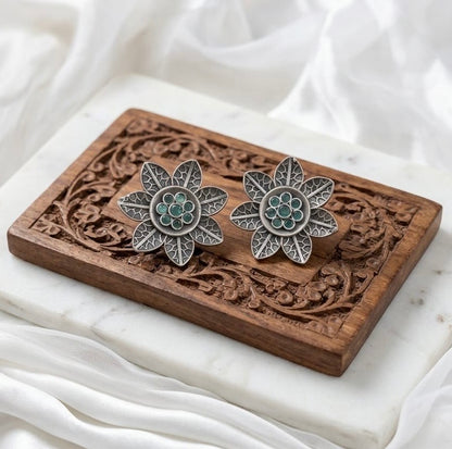 Monalisa stone Statement light-weighted  Silver Earrings