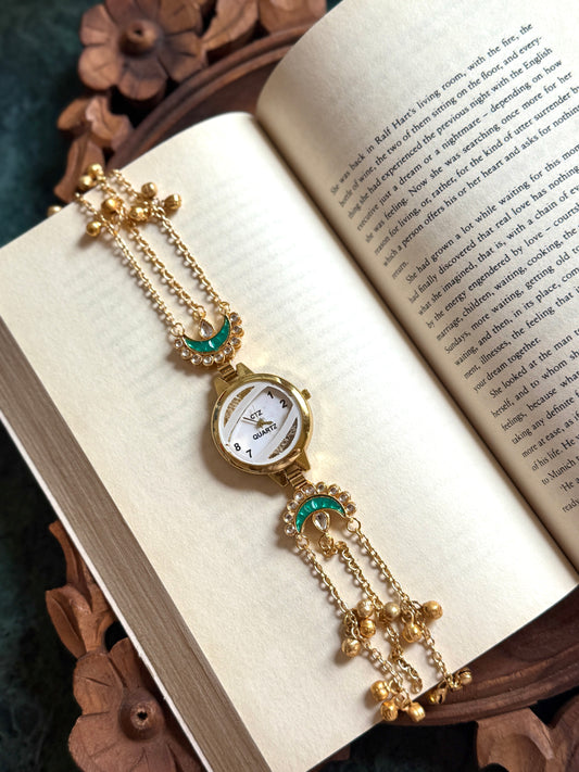 Kundan designed Watch | hand Jewelry