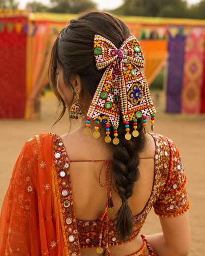 Navratri Bow Hair Clips | Festive Garba Hair Accessories