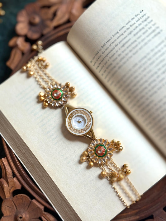 Kundan designed Watch | hand Jewelry