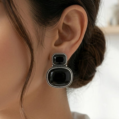 Monalisa stone Statement light-weighted  Silver Earrings