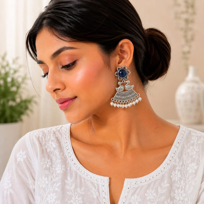 Monalisa stone Statement light-weighted  Silver Earrings