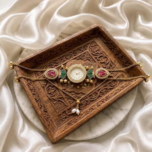 Kundan designed Watch | hand Jewelry