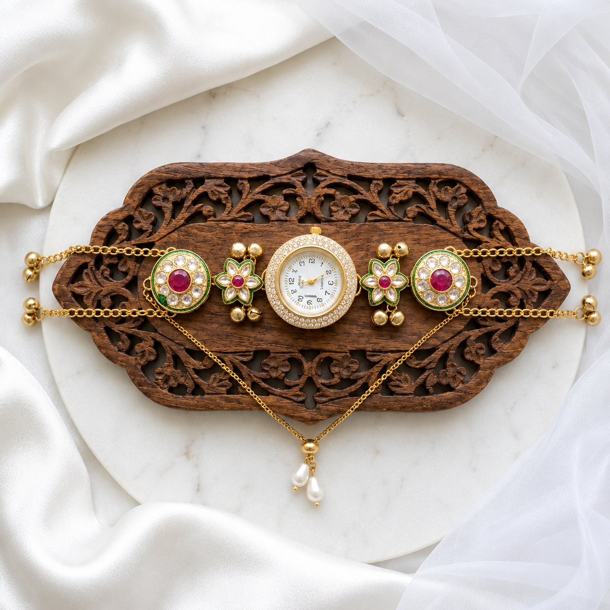 Kundan designed Watch | hand Jewelry