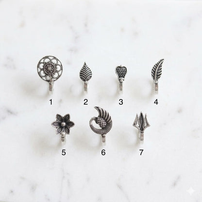 Silver Nosepins | German Silver Oxidised Nose Pins | Bloom By Sushmita