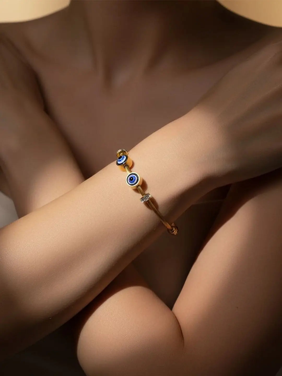 Evil Eye Cuff golden bracelet with Magnetic Closure
