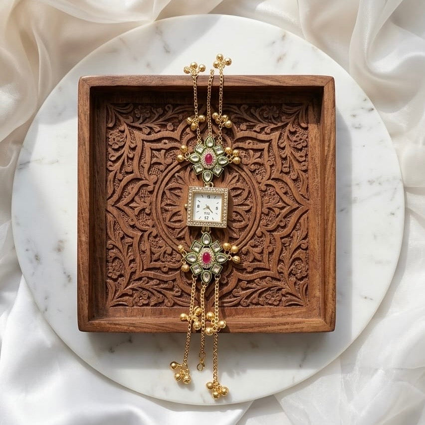 Kundan designed Watch | hand Jewelry