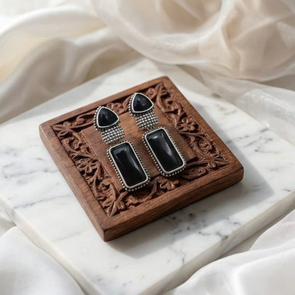 Monalisa stone Statement light-weighted  Silver Earrings