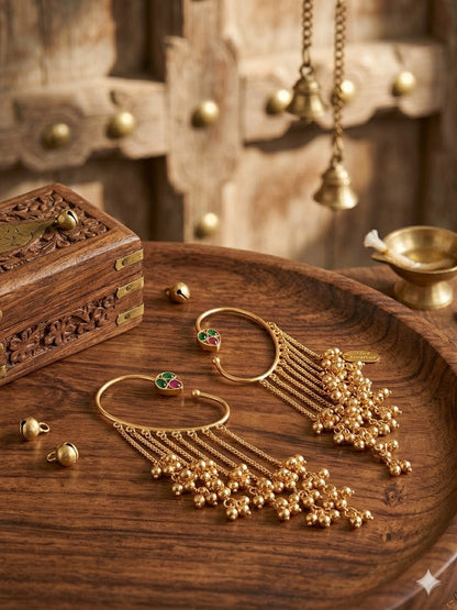 Suparna  | gold plated tassel ear cuffs | ghungru Earrings