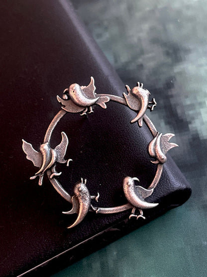 Silver Dancing bird Hoop with Studs Earrings