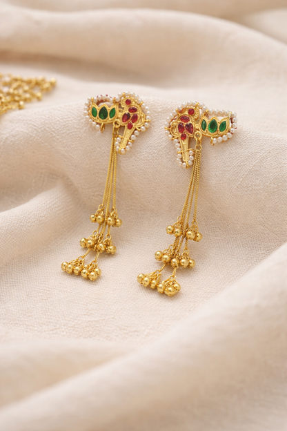 Suparna  | gold plated tassel earrings  | ghungru Earrings
