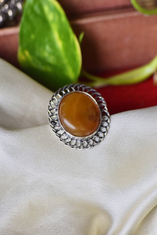 Natural Stone Adjustable Ring - Bloom - By Sushmita