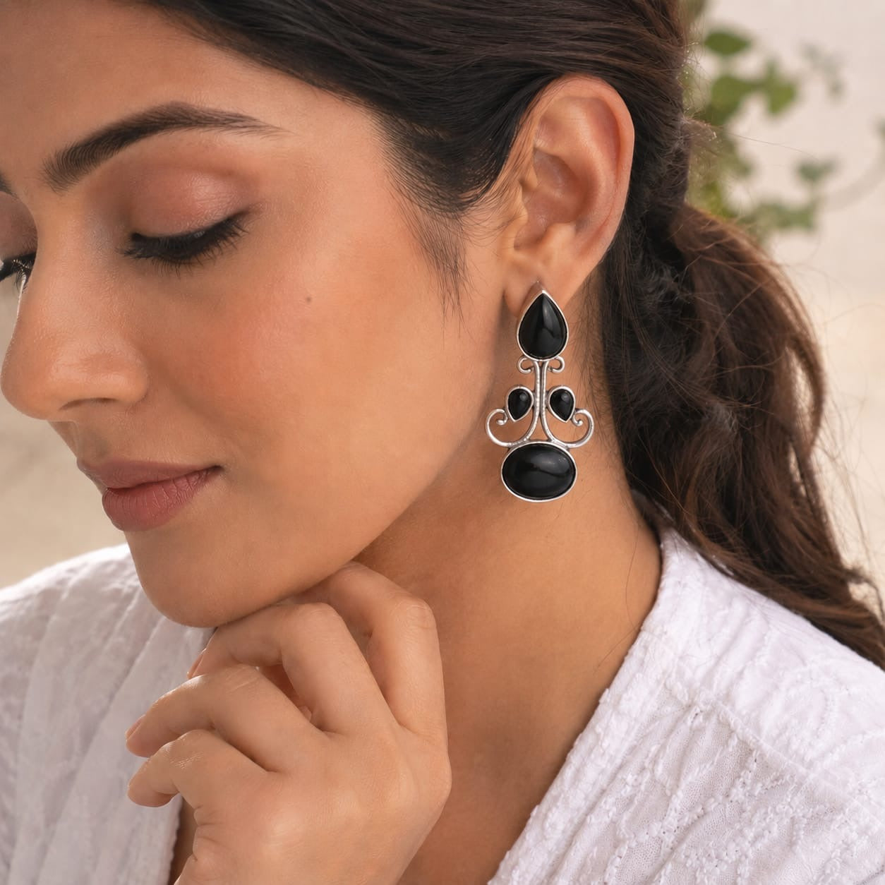 Monalisa stone Statement light-weighted  Silver Earrings