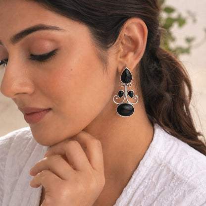 Monalisa stone Statement light-weighted  Silver Earrings
