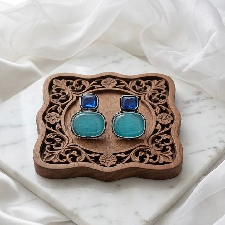 Monalisa stone Statement light-weighted  Silver Earrings