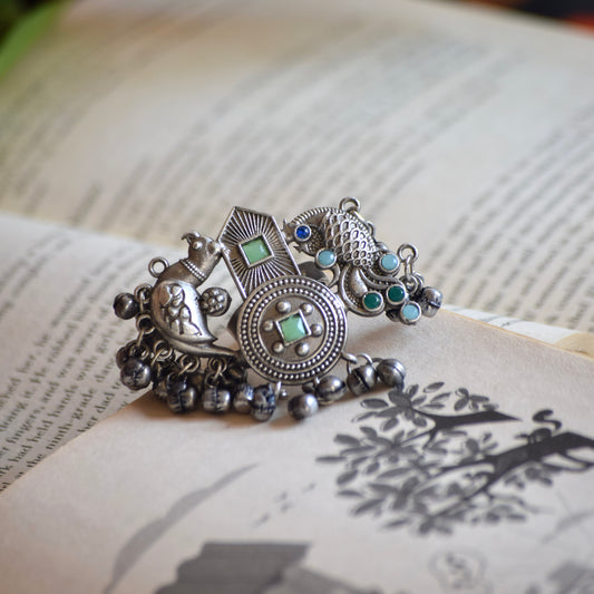 Fusion Ring Default Title oxidised German silver Rings ethnic statement jewellery for saree kurta lehengas outfits by Bloom - By Sushmita India