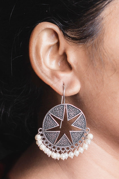 White Pearl Star Earrings - Bloom - By Sushmita