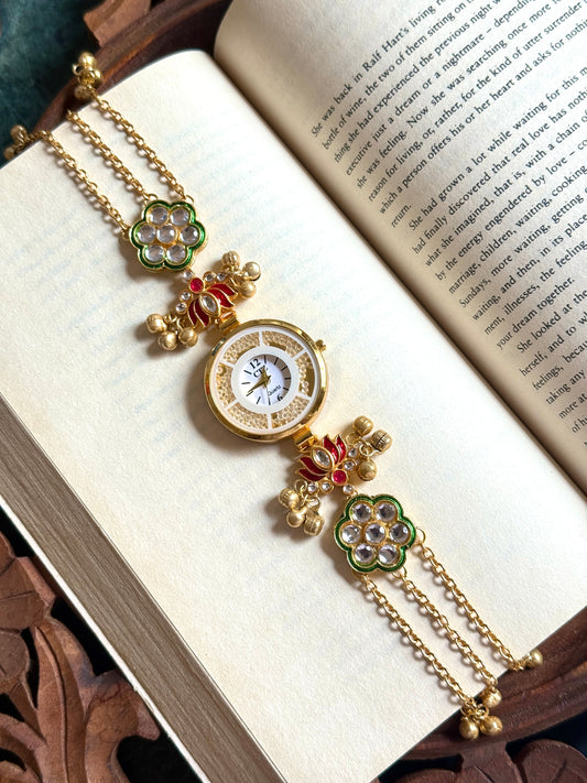 Kundan designed Watch | hand Jewelry