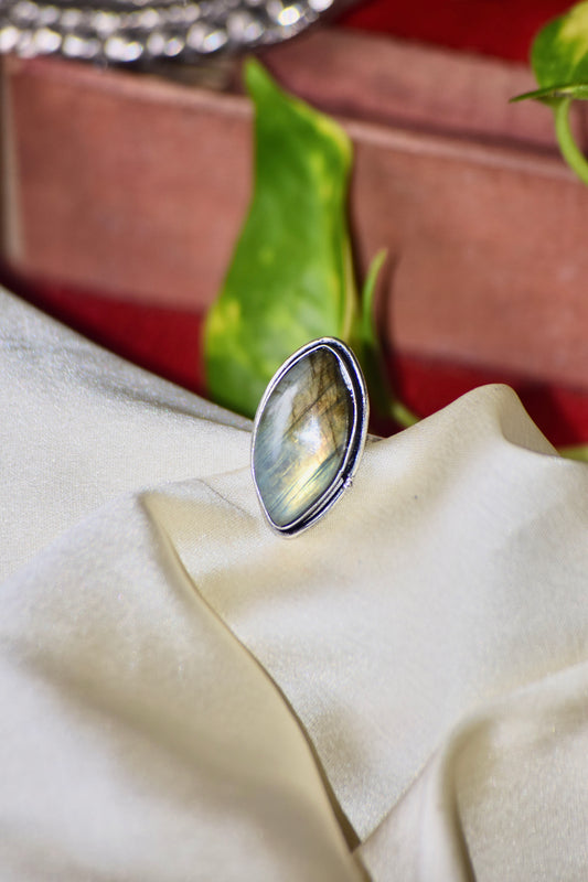 Natural Stone Adjustable Ring - Bloom - By Sushmita