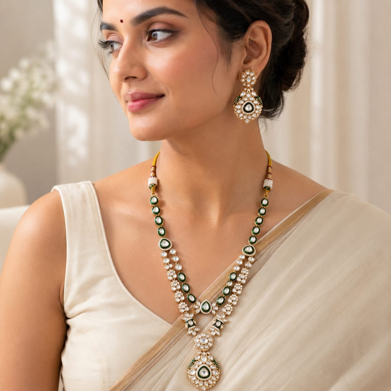 meraaki - heritage 18k gold plated kundan necklace set
