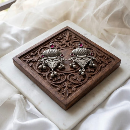 Monalisa stone Statement light-weighted  Silver Earrings