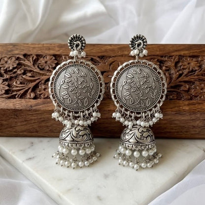 AIRA  - Statement Earrings | White pearl Jhumka